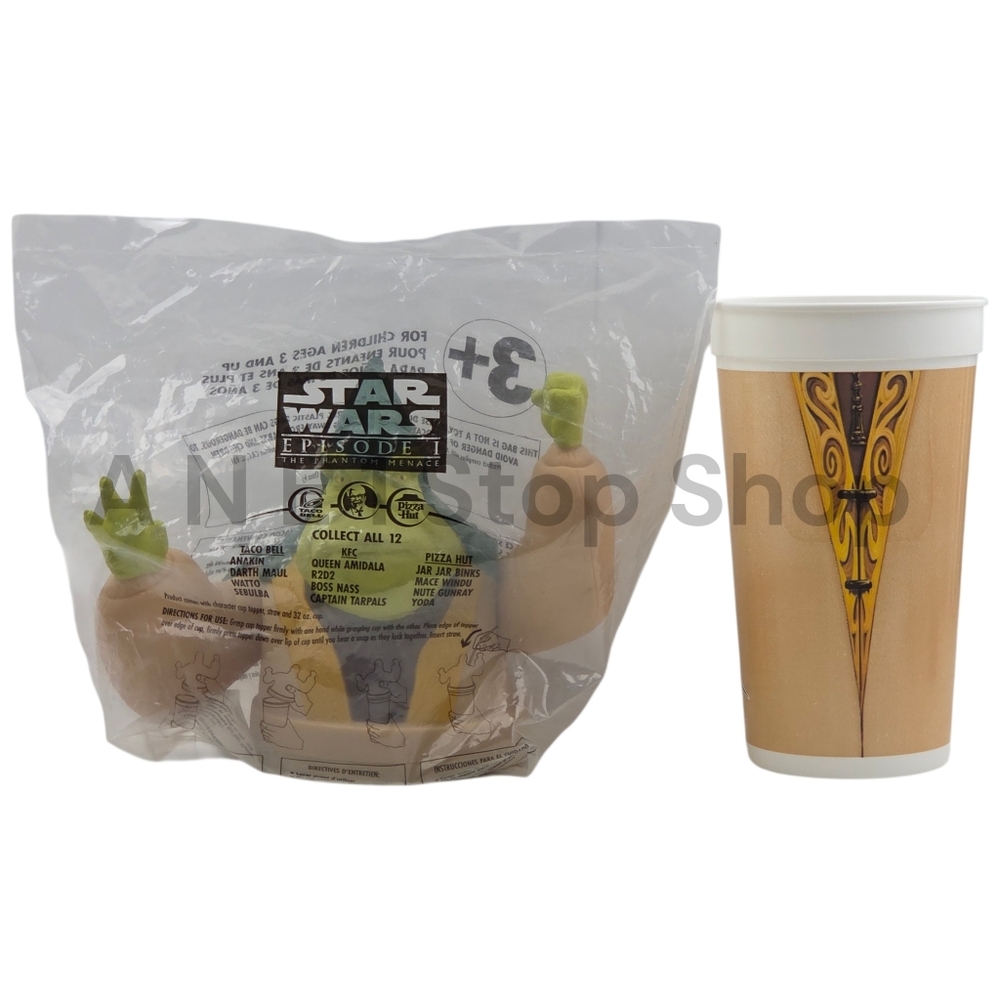 Star Wars Episode I The Phantom Menace Boss Nass KFC Cup Topper w 32oz Cup 1999